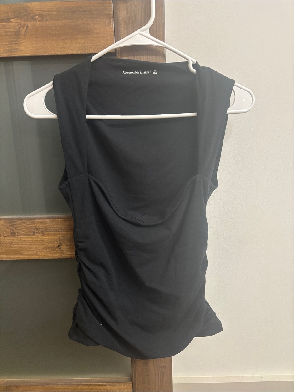 Abercrombie & Fitch Black Draped Ruched Tank Top